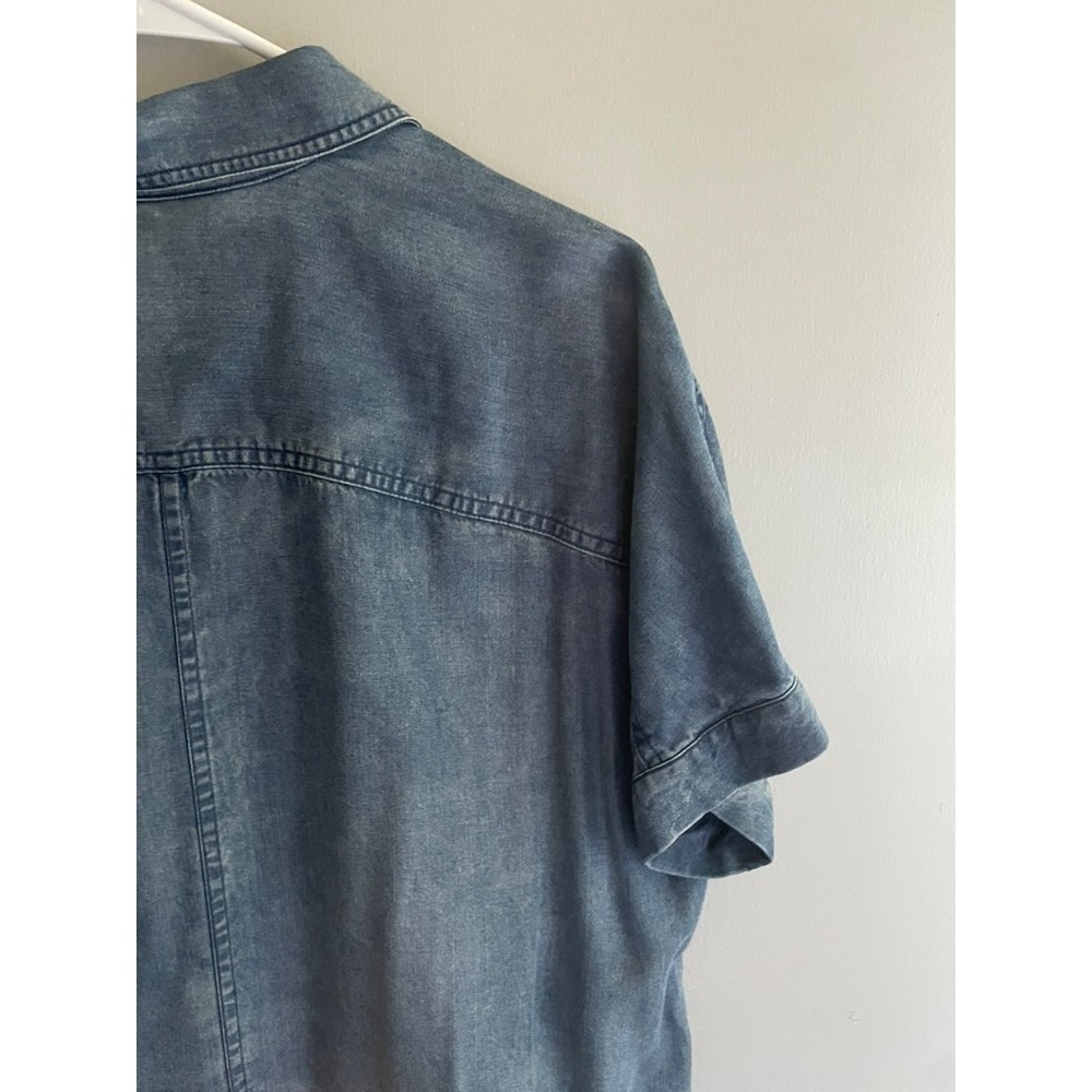 Soft Surroundings Tencel Lyocell Denim Shirt Dress Tunic Blue Size Medium - Picture 8 of 9